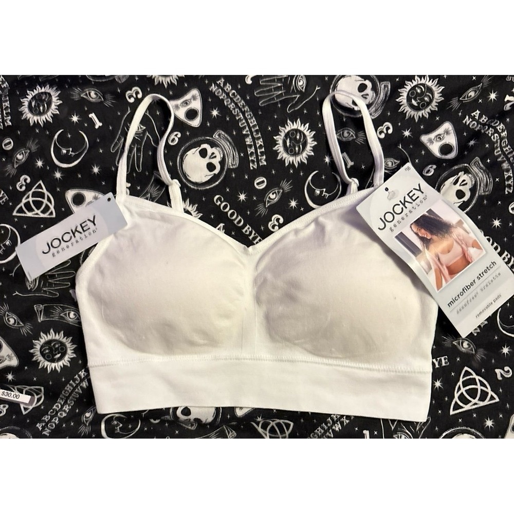 NEW Jockey White Microfiber Stretch Seamfree Bralette w/ Removable Pads, Small